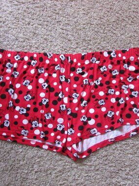 NWOT Disney 2X 18/20W Red Mickey Minnie Mouse Soft Lounge Mini Shorts Pull On